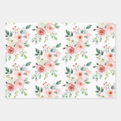 水彩ピンクのバラ包装紙シート ラッピングペーパーシート (正面3)