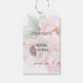 水彩ピンクのバラ牡丹ありがとうギフト ギフトタグ (正面)