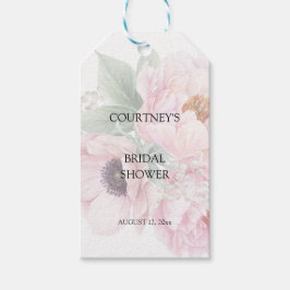 水彩ピンクのバラ牡丹ありがとうギフト ギフトタグ