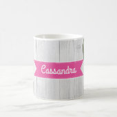 水彩ピンクのバラ素朴ズオングレーウッドボード コーヒーマグカップ (中央)