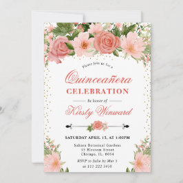 水彩ピンクのバラ花フォトキンセアニェラ 招待状