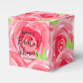 水彩ピンクのバラ2"パーティー フェイバーボックス (正面サイド)