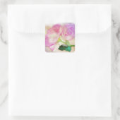 水彩ピンクのバラ スクエアシール (バッグ)