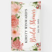 水彩ピンクのバラ ボーホー ブライズシャワー 横断幕 (縦)