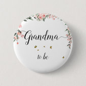 水彩ピンクのバラ&蝶おばあちゃん – be 缶バッジ (正面)