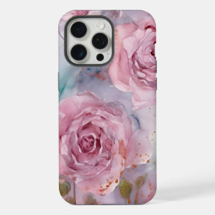 水彩ピンクのバラ iPhone 15 PRO MAXケース