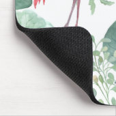 水彩ピンクのフラミンゴ葉と。 マウスパッド (コーナー)