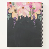 水彩ピンクのフラワースケッパーソナライズされたチブック ノートブック (裏面)
