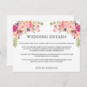 水彩ピンクのフローラの結婚詳細挿入カード ポストカード (正面/裏面)