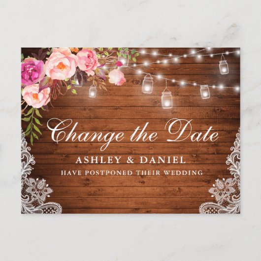 水彩ピンクのフローラウッドジャーズが日付を変更 ポストカード (正面)