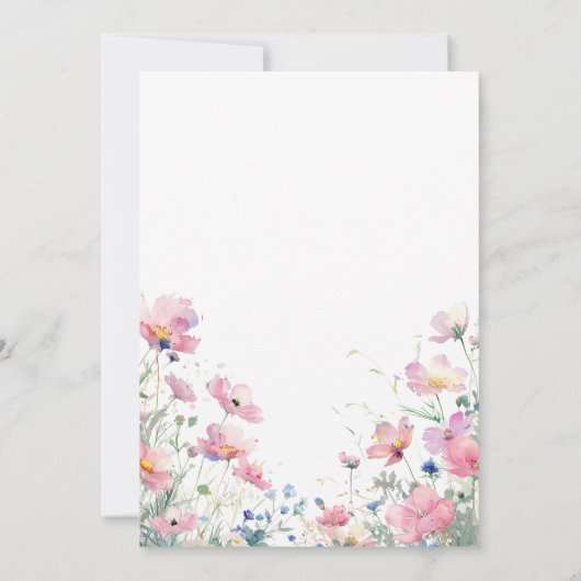 水彩ピンクのフローラストーリーブックベビーシャワー 招待状 (裏面)