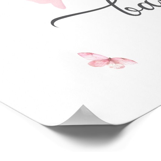 水彩ピンクのフローラボウ赤ちゃんシャワーへようこそ ポスター (角)