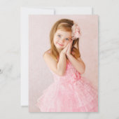 水彩ピンクのフローラ金ゴールド第一聖体写真 招待状 (裏面)