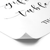 水彩ピンクのブッシュ＆ゴールドのギフトテーブルサイン ポスター (角)