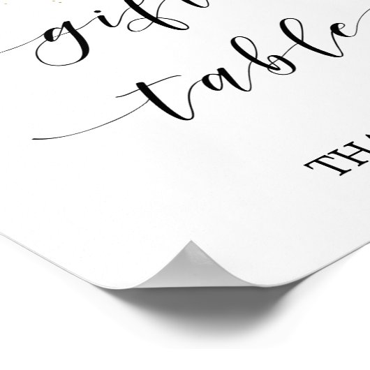 水彩ピンクのブッシュ＆ゴールドのギフトテーブルサイン ポスター (角)