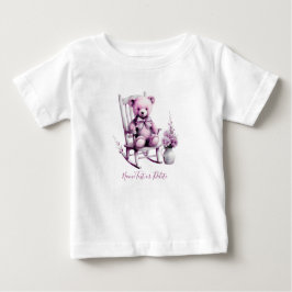 水彩ピンクのベイビーベアベイビーTシャツ ベビーTシャツ