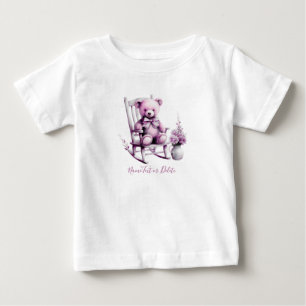 水彩ピンクのベイビーベアベイビーTシャツ ベビーTシャツ