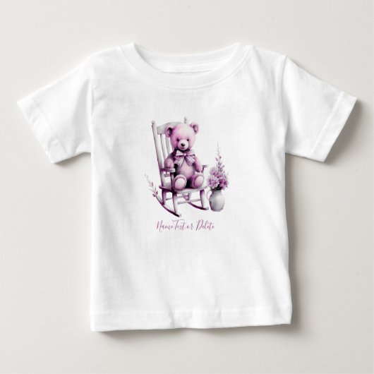 水彩ピンクのベイビーベアベビーTシャツ ベビーTシャツ (正面)