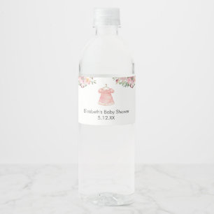 水彩ピンクのベビーシャワー水瓶ラベル ペットボトルラベル