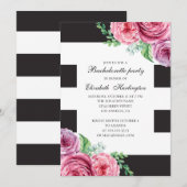 水彩ピンクのボヘミアンフラワーバチェロレッテパーティー 招待状 (正面/裏面)