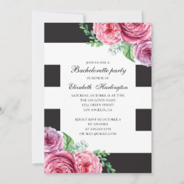 水彩ピンクのボヘミアンフラワーバチェロレッテパーティー 招待状