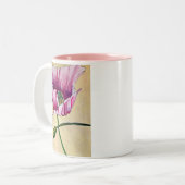 水彩ピンクのポピーのアートフラワー ツートーンマグカップ (正面左)