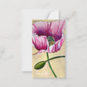 水彩ピンクのポピーのアートフラワー ノートカード (正面)