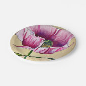 水彩ピンクのポピーのアートフラワー ペーパープレート (アングル)