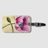 水彩ピンクのポピーのアートフラワー ラゲッジタグ (正面横)