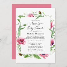 水彩ピンクのポピー結婚式