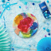 水彩ピンクのポピー芸術の花の紙プレート ペーパープレート (パーティー)