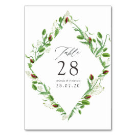 水彩ピンクのポピー ウェディング テーブルナンバー