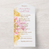 水彩ピンクのマグノリア オールインワン招待状 (内側)