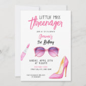 水彩ピンクのメイクアップをテーマにした3回目の誕生日 招待状 (正面)