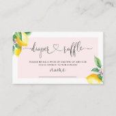 水彩ピンクのレモンおむつラッフルチケット エンクロージャーカード (正面)