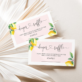水彩ピンクのレモンおむつラッフルチケット エンクロージャーカード