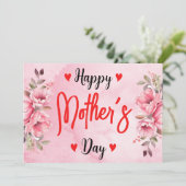 水彩ピンクのローズフラワー マザーズデー アーティスティック シーズンカード (スタンド正面)