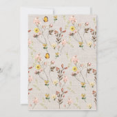 水彩ピンクのワイルドフラワーベビーシャワー 招待状 (裏面)