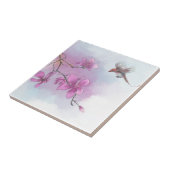 水彩ピンクの動植物アートガーデンシーン タイル (側面)