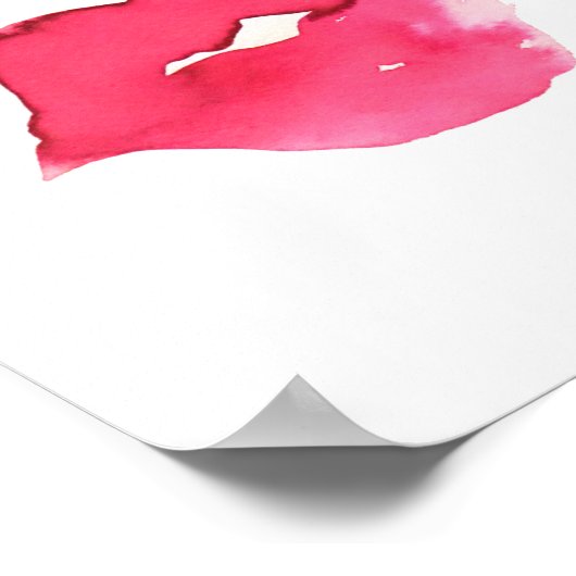 水彩ピンクの唇メイクアップブランディング ポスター (角)