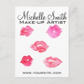 水彩ピンクの唇メイクアップブランディング ポストカード (正面)