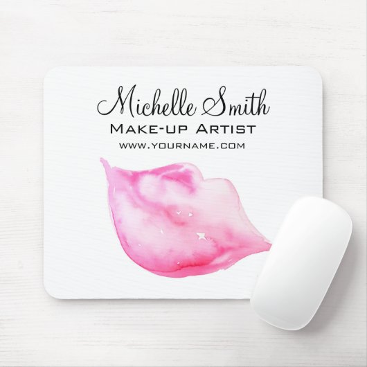 水彩ピンクの唇メイクアップブランディング マウスパッド (マウス)