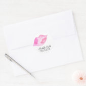 水彩ピンクの唇メイクアップブランディング ラウンドシール (封筒)