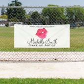 水彩ピンクの唇メイクアップブランディング 横断幕 (インサイチュ)