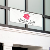 水彩ピンクの唇メイクアップブランディング 横断幕 (ビルの外側)