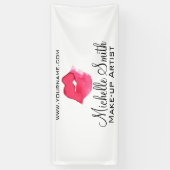 水彩ピンクの唇メイクアップブランディング 横断幕 (縦)