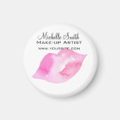 水彩ピンクの唇メイク ブランディング マグネット (正面)
