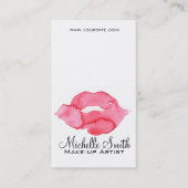 水彩ピンクの唇メイク ブランディング 名刺 (正面)
