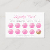 水彩ピンクの器具ベーカリー ロイヤリティカード (裏面)