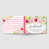 水彩ピンクの夏の花結婚の花 ゲストブック (全面)